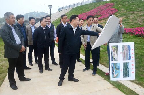 上饒市人大副主任、鄱陽縣縣委書記張禎祥蒞臨新昌南湖西河濕地公園項目