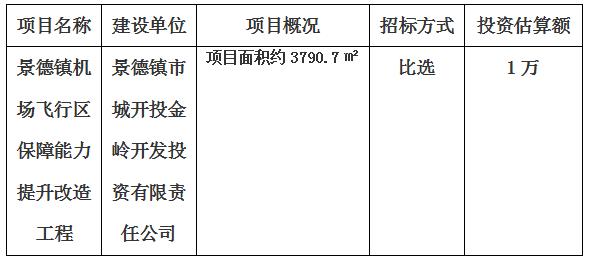 景德鎮(zhèn)機(jī)場飛行區(qū)保障能力提升改造工程檔案整理項目計劃公告